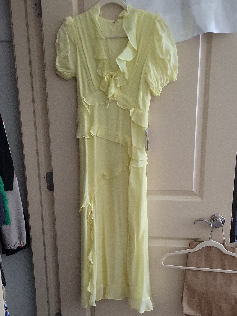 ASTR Butter Yellow Ruffle Maxi Dress